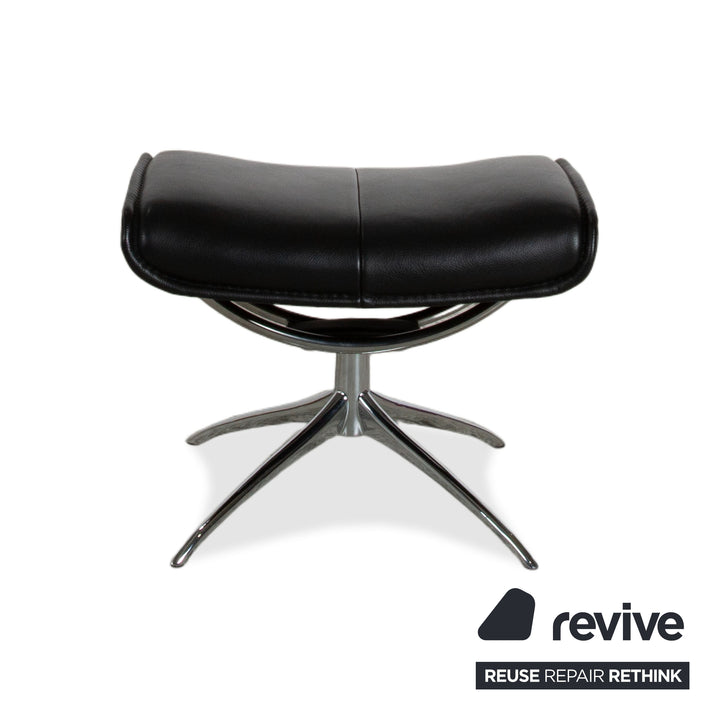 Fauteuil Stressless City en cuir noir avec repose-pieds, fonction manuelle, piètement étoile