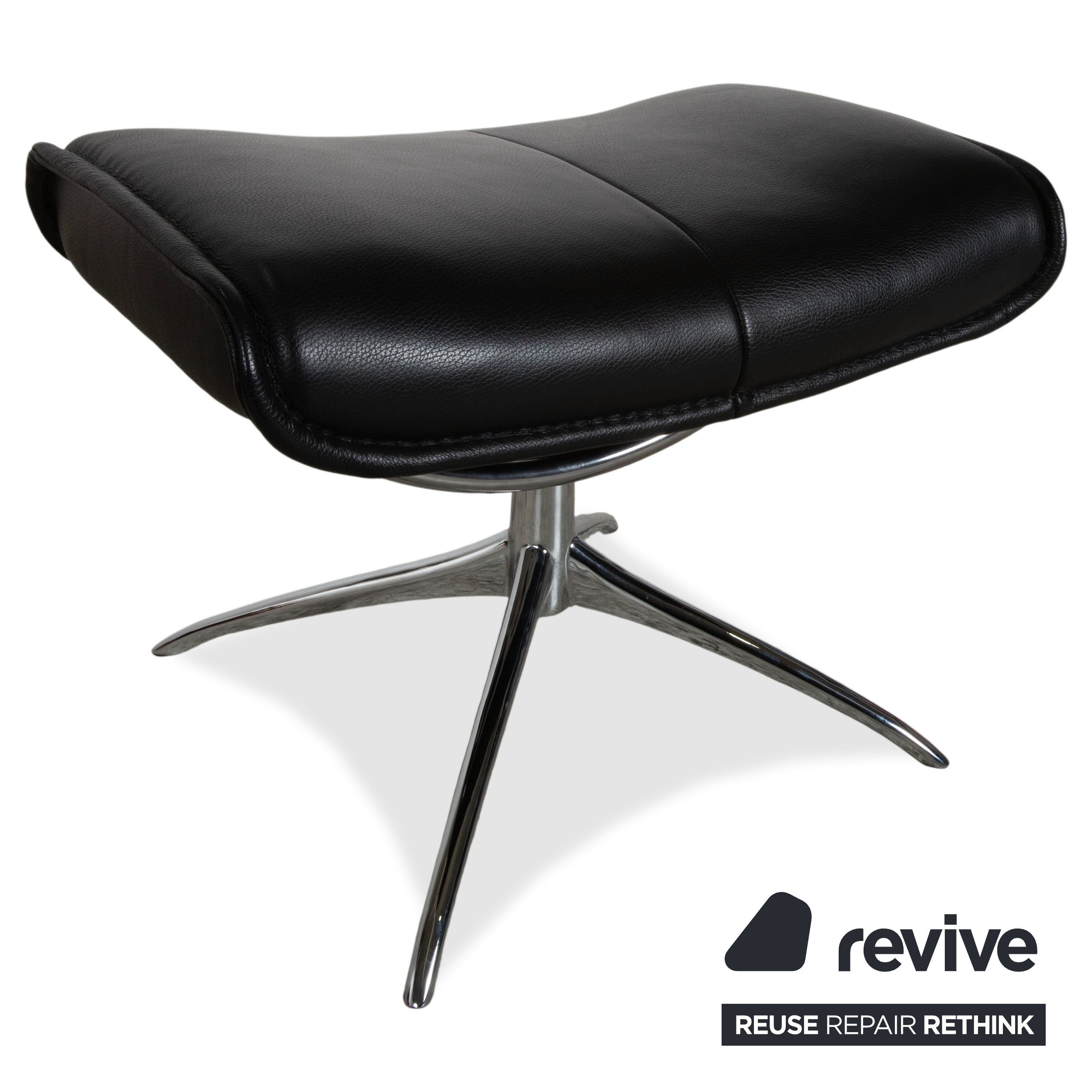 Fauteuil Stressless City en cuir noir avec repose-pieds, fonction manuelle, piètement étoile