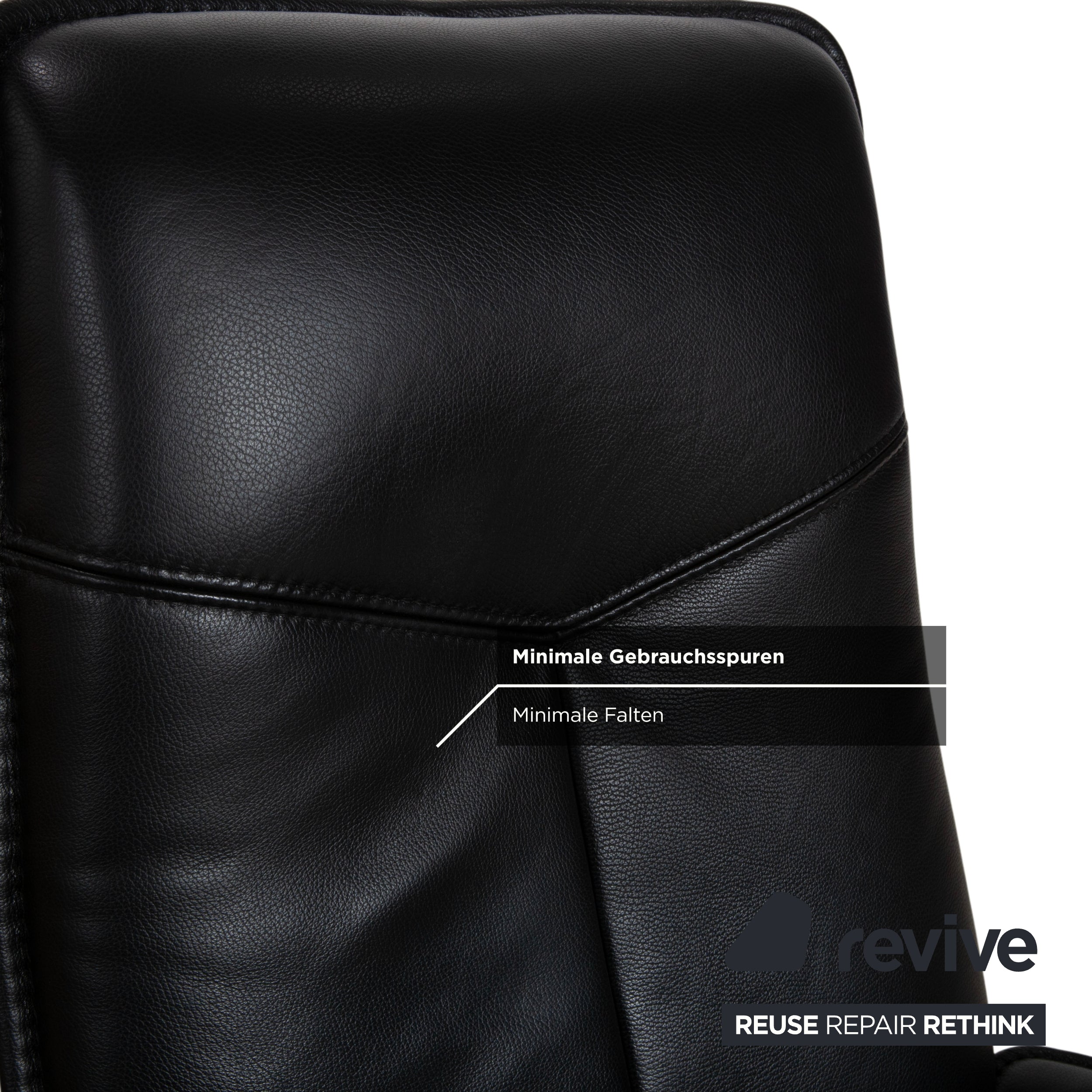 Fauteuil Stressless City en cuir noir avec repose-pieds, fonction manuelle, piètement étoile