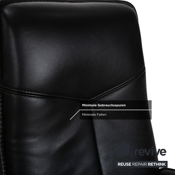 Stressless City Leder Sessel Schwarz inkl. Hocker manuelle Funktion Sternfuß