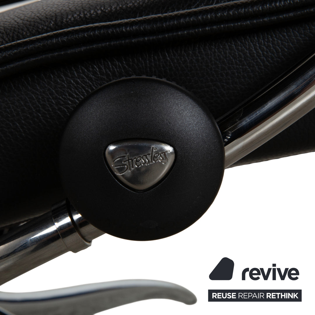 Stressless City Leder Sessel Schwarz inkl. Hocker manuelle Funktion Sternfuß