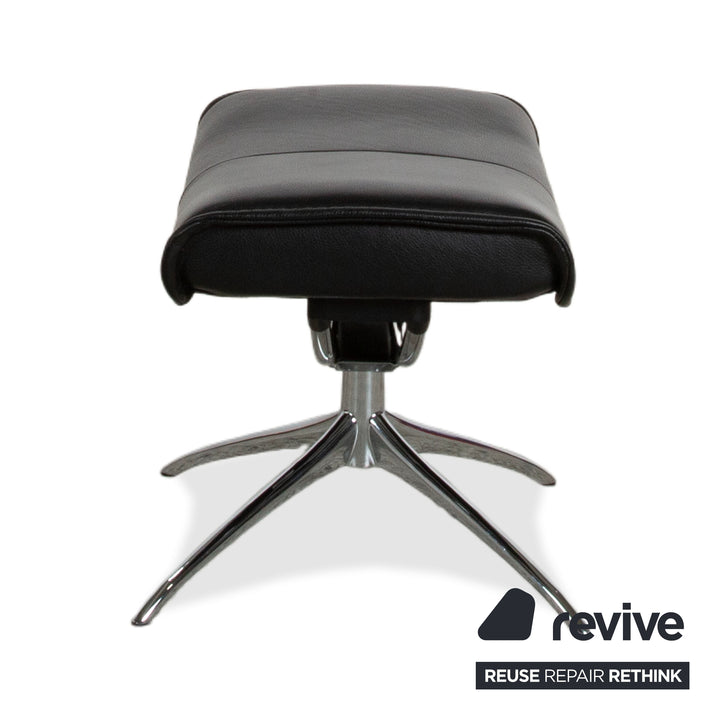 Stressless City Leder Sessel Schwarz inkl. Hocker manuelle Funktion Sternfuß