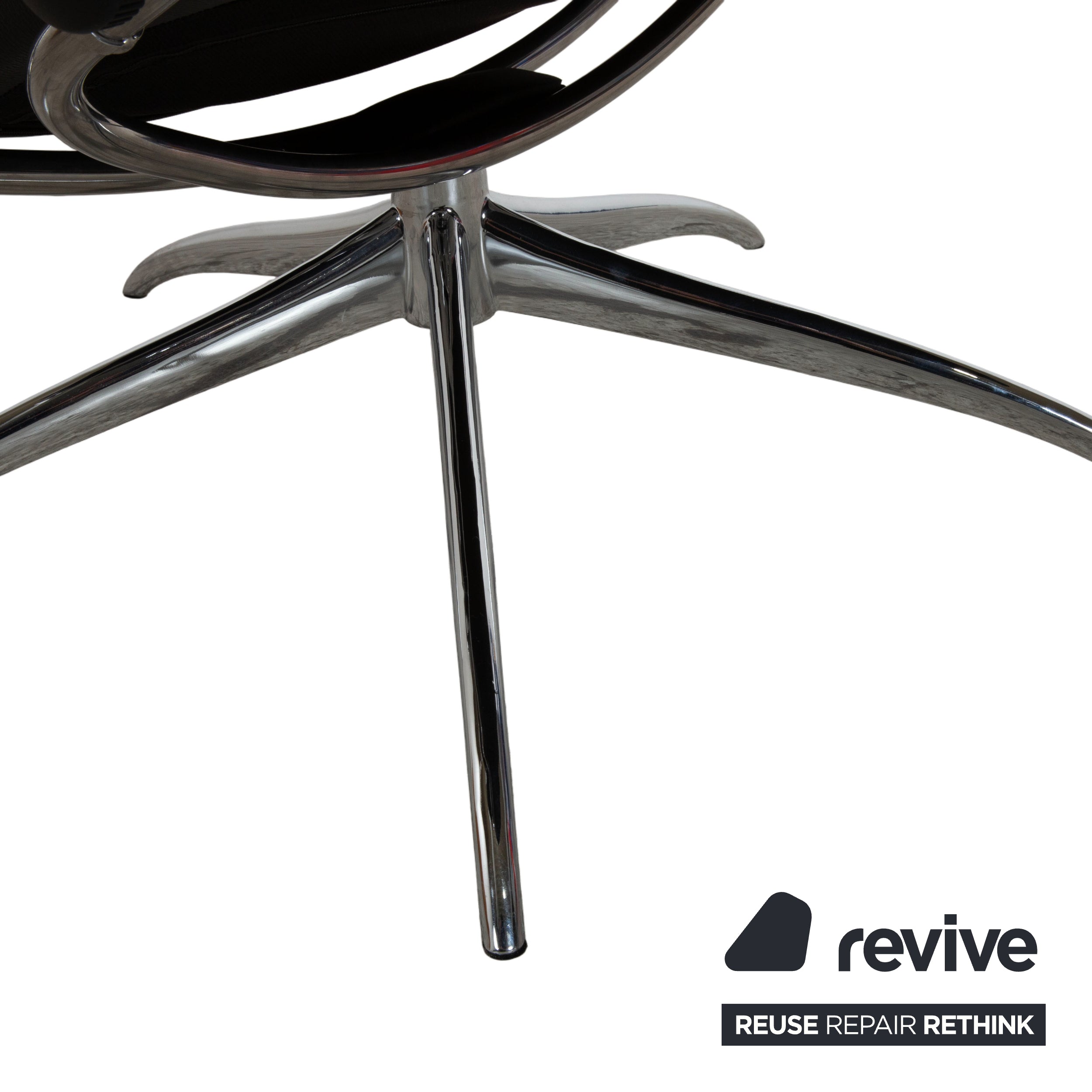Fauteuil Stressless City en cuir noir avec repose-pieds, fonction manuelle, piètement étoile