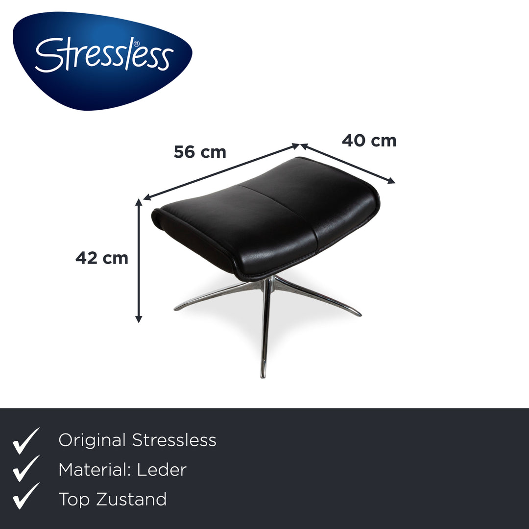 Stressless City Leder Sessel Schwarz inkl. Hocker manuelle Funktion Sternfuß