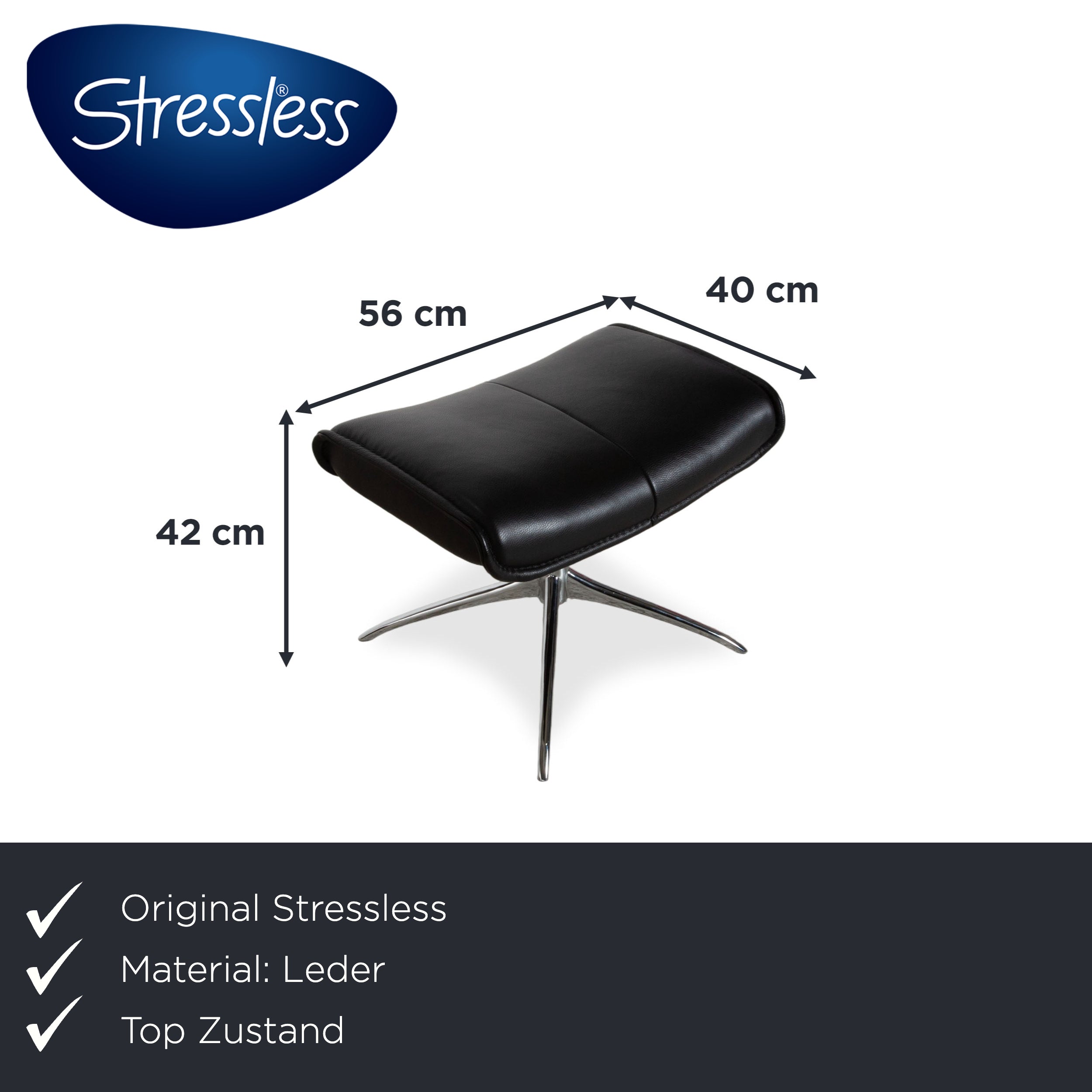 Fauteuil Stressless City en cuir noir avec repose-pieds, fonction manuelle, piètement étoile