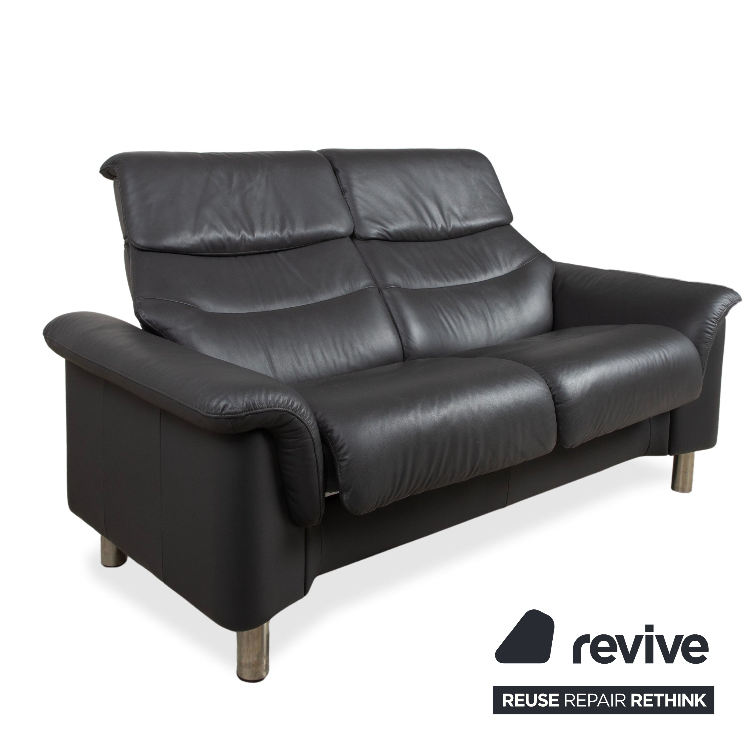 Stressless Como Leather Two-Seater Anthracite Sofa