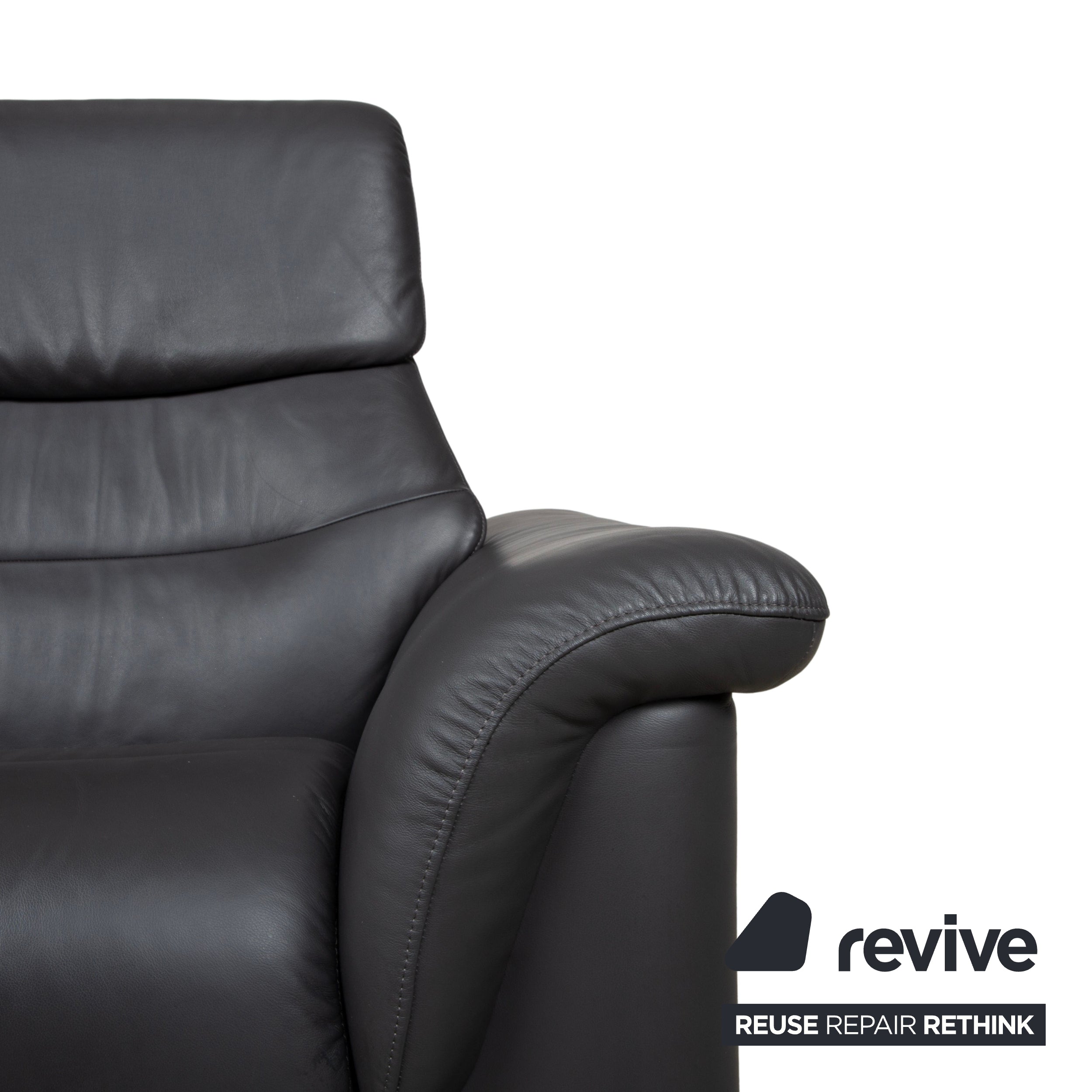 Stressless Como Leather Two-Seater Anthracite Sofa