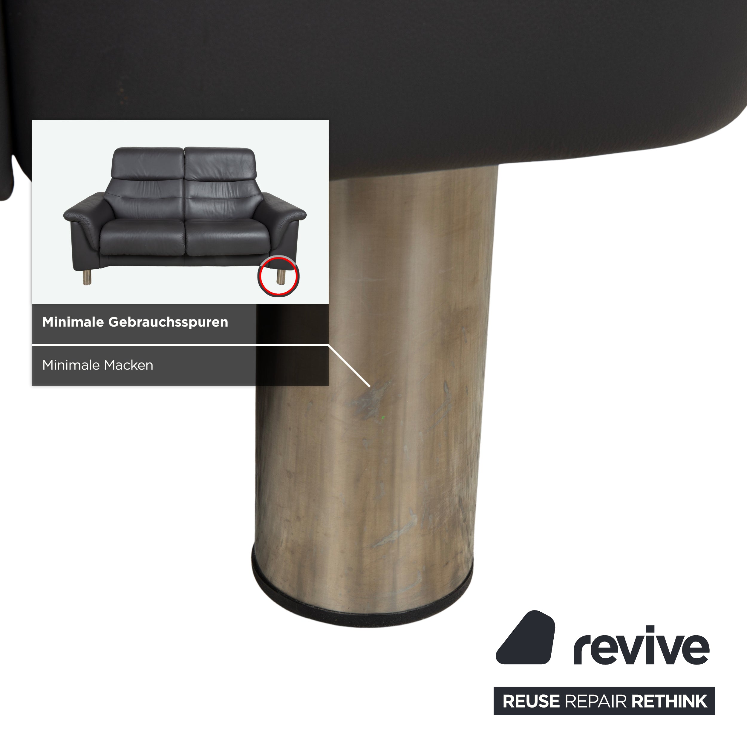 Stressless Como Leather Two-Seater Anthracite Sofa