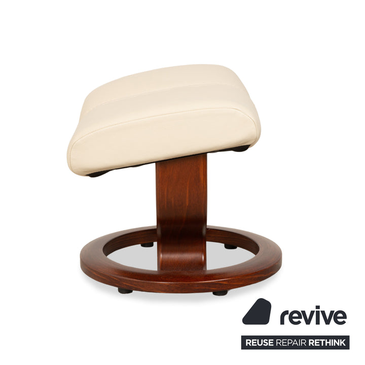 Stressless Consul Leather Wood Recliner Cream Beige Brown Manual Function incl. Footstool