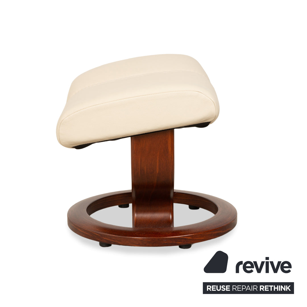 Stressless Consul Leather Wood Recliner Cream Beige Brown Manual Function incl. Footstool