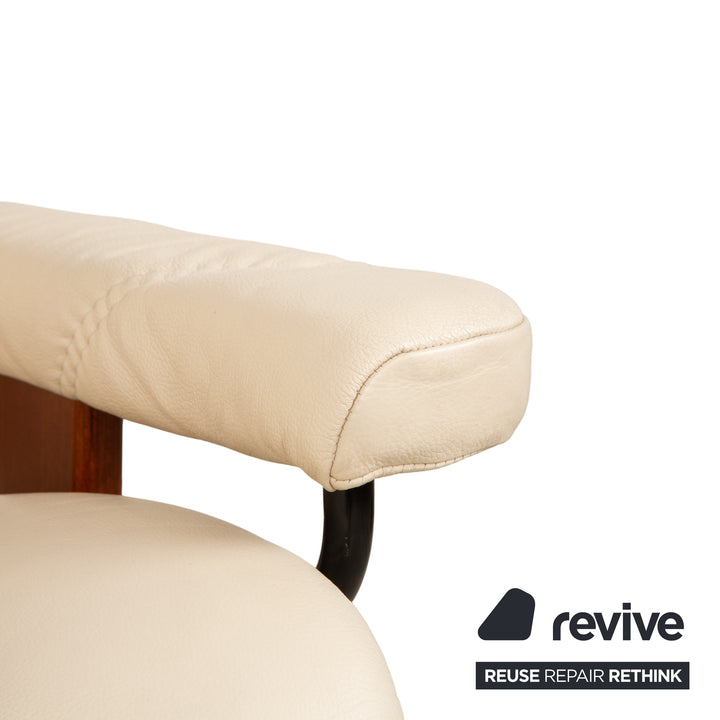 Stressless Consul Leder Holz Sessel Creme Beige Braun manuelle Funktion inkl. Hocker