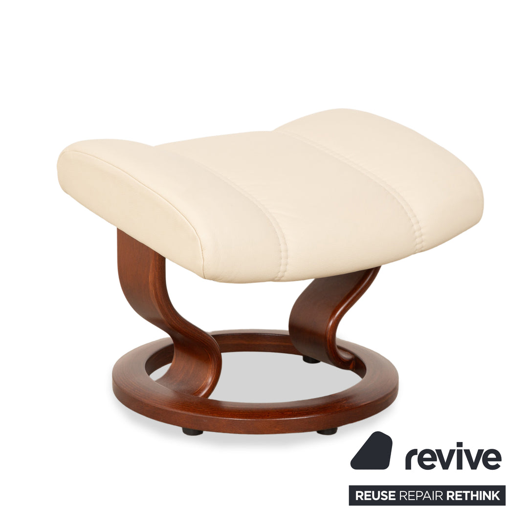Stressless Consul Leather Wood Recliner Cream Beige Brown Manual Function incl. Footstool