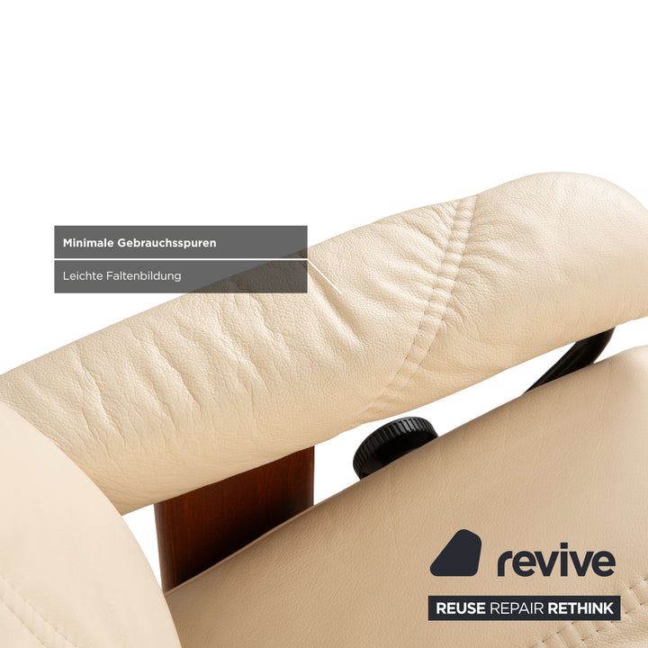 Stressless Consul Leather Wood Recliner Cream Beige Brown Manual Function incl. Footstool