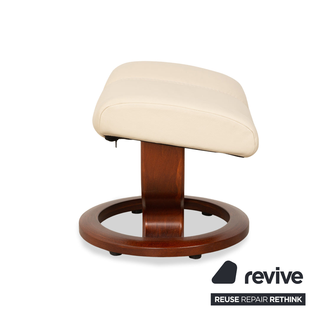 Stressless Consul Leather Wood Recliner Cream Beige Brown Manual Function incl. Footstool