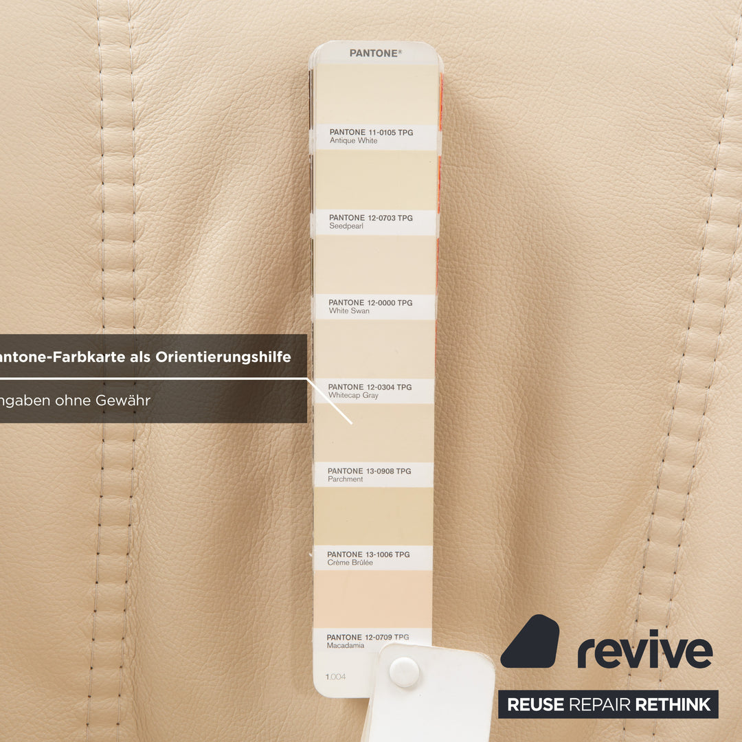 Stressless Consul Leather Wood Recliner Cream Beige Brown Manual Function incl. Footstool