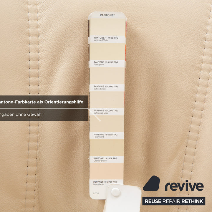 Stressless Consul Leather Wood Recliner Cream Beige Brown Manual Function incl. Footstool