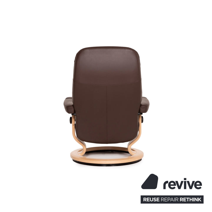 Stressless Consul leather armchair brown size M incl. stool dark brown relax armchair function relax function