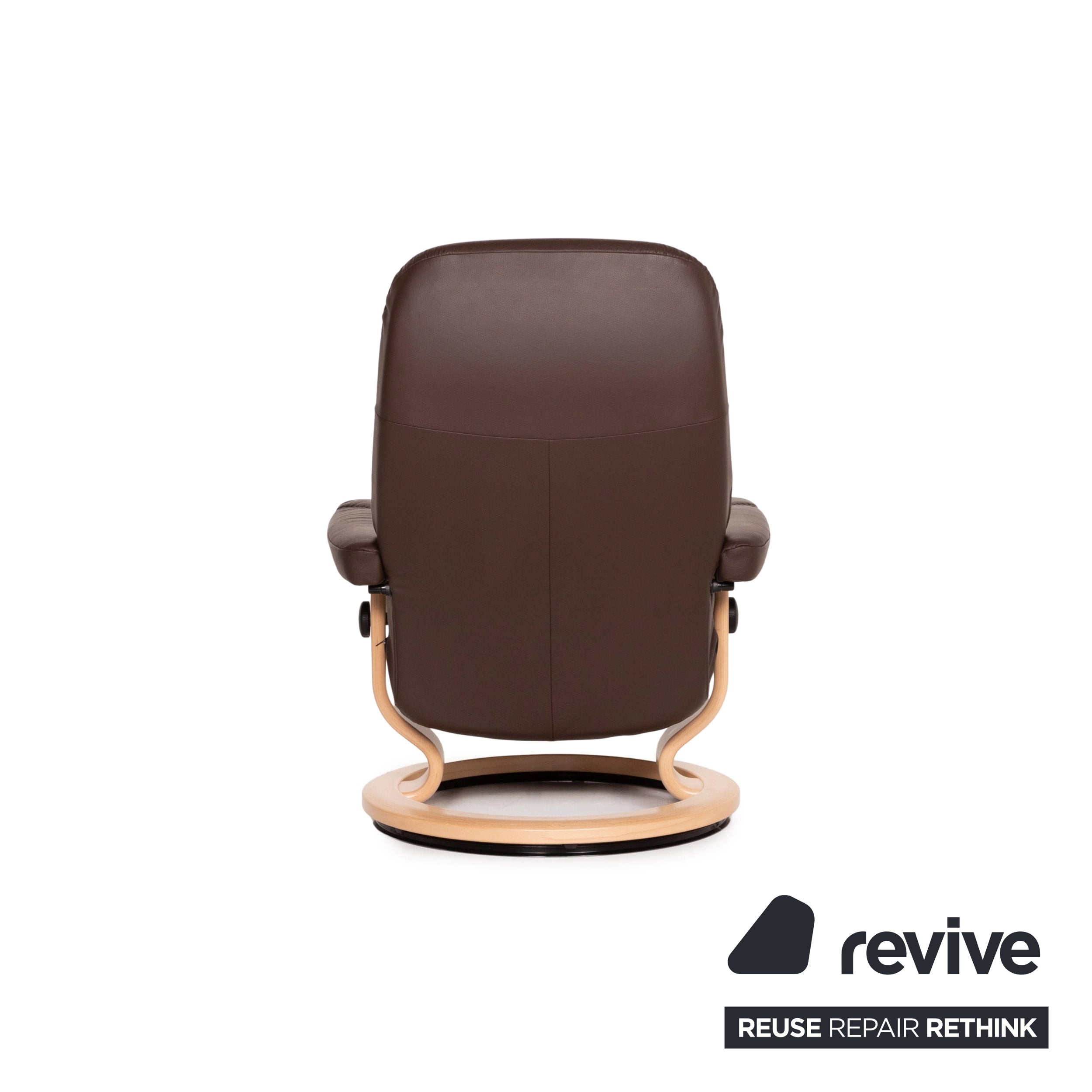 Fauteuil en cuir Stressless Consul marron taille M avec tabouret marron foncé Fonction de relaxation Fonction de relaxation