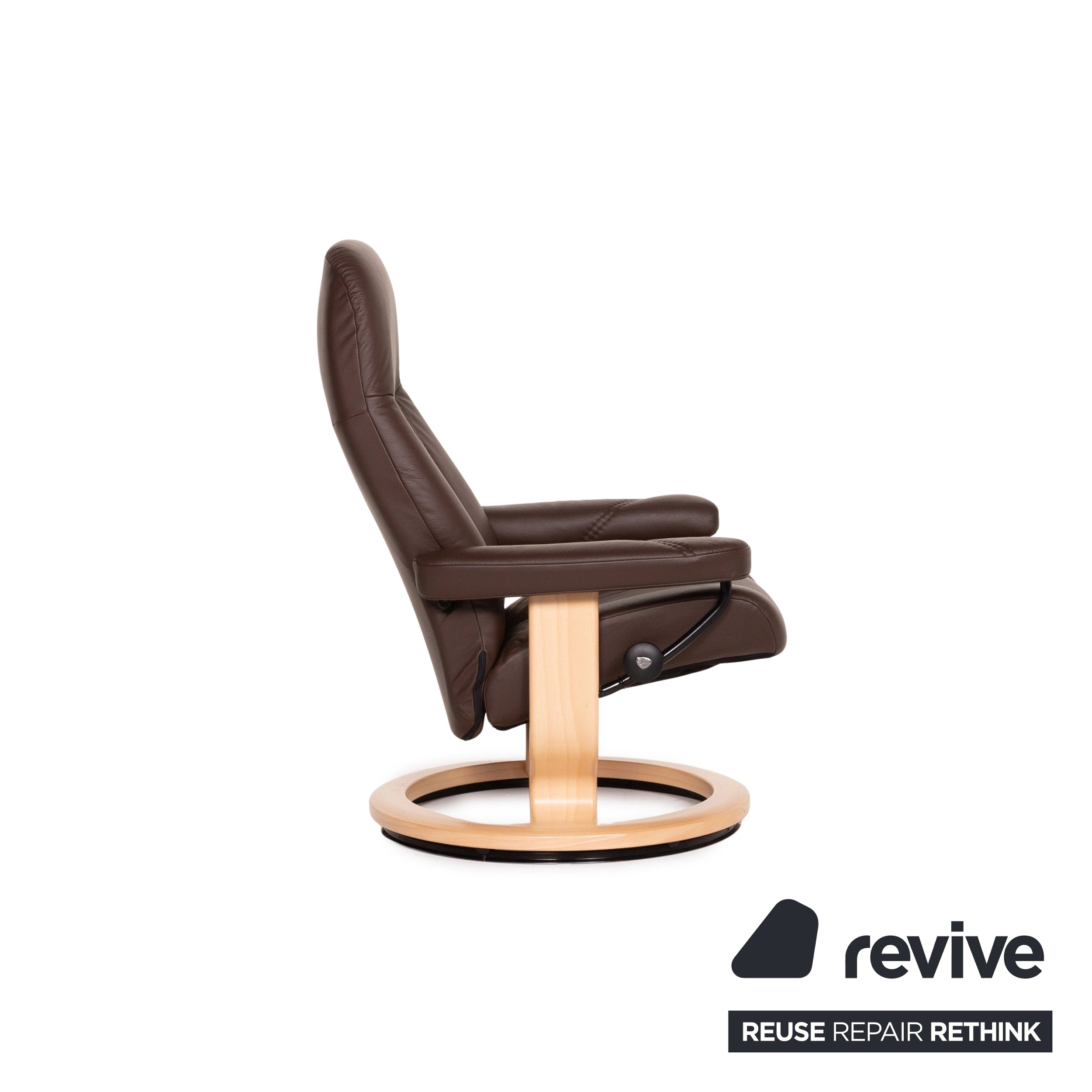 Fauteuil en cuir Stressless Consul marron taille M avec tabouret marron foncé Fonction de relaxation Fonction de relaxation