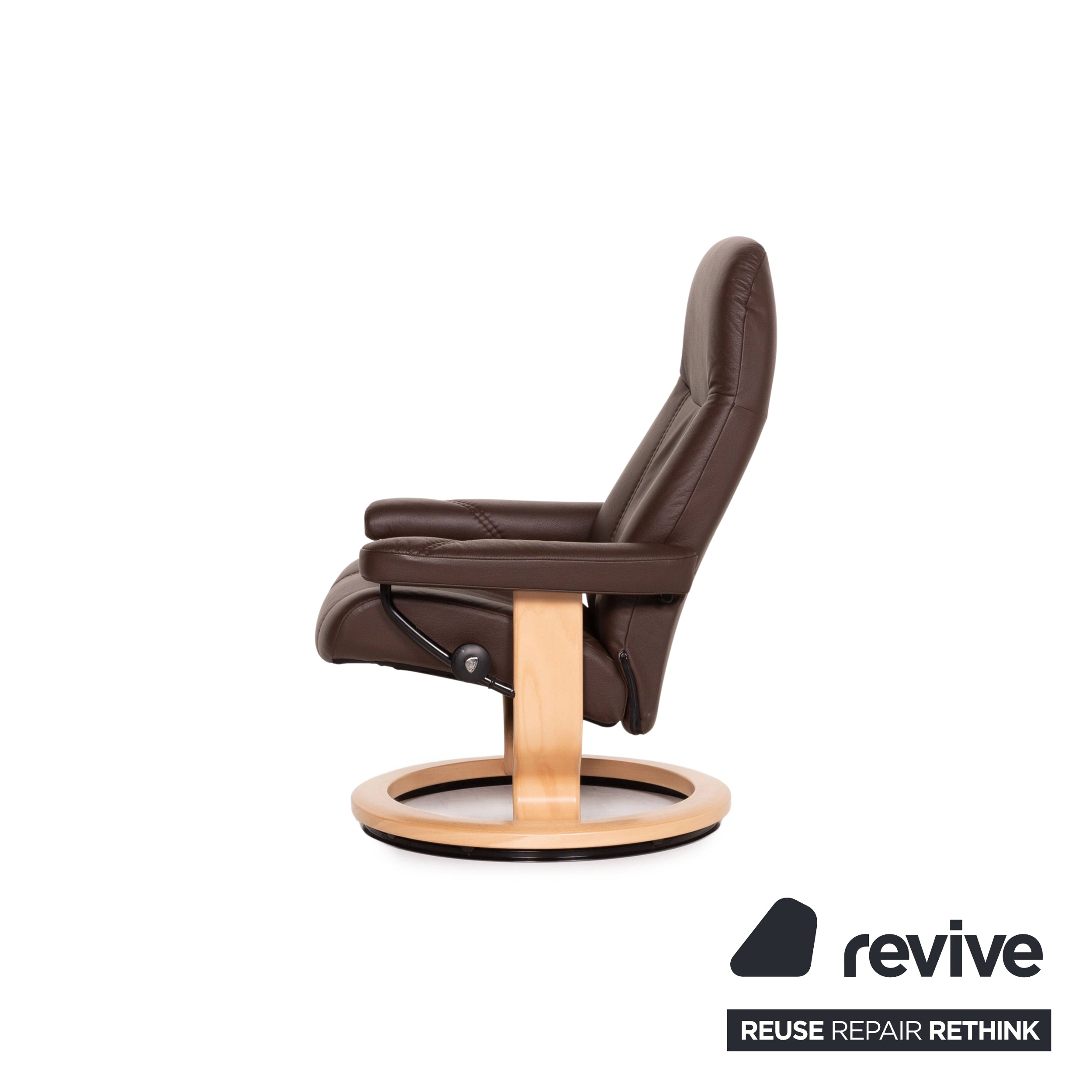 Fauteuil en cuir Stressless Consul marron taille M avec tabouret marron foncé Fonction de relaxation Fonction de relaxation