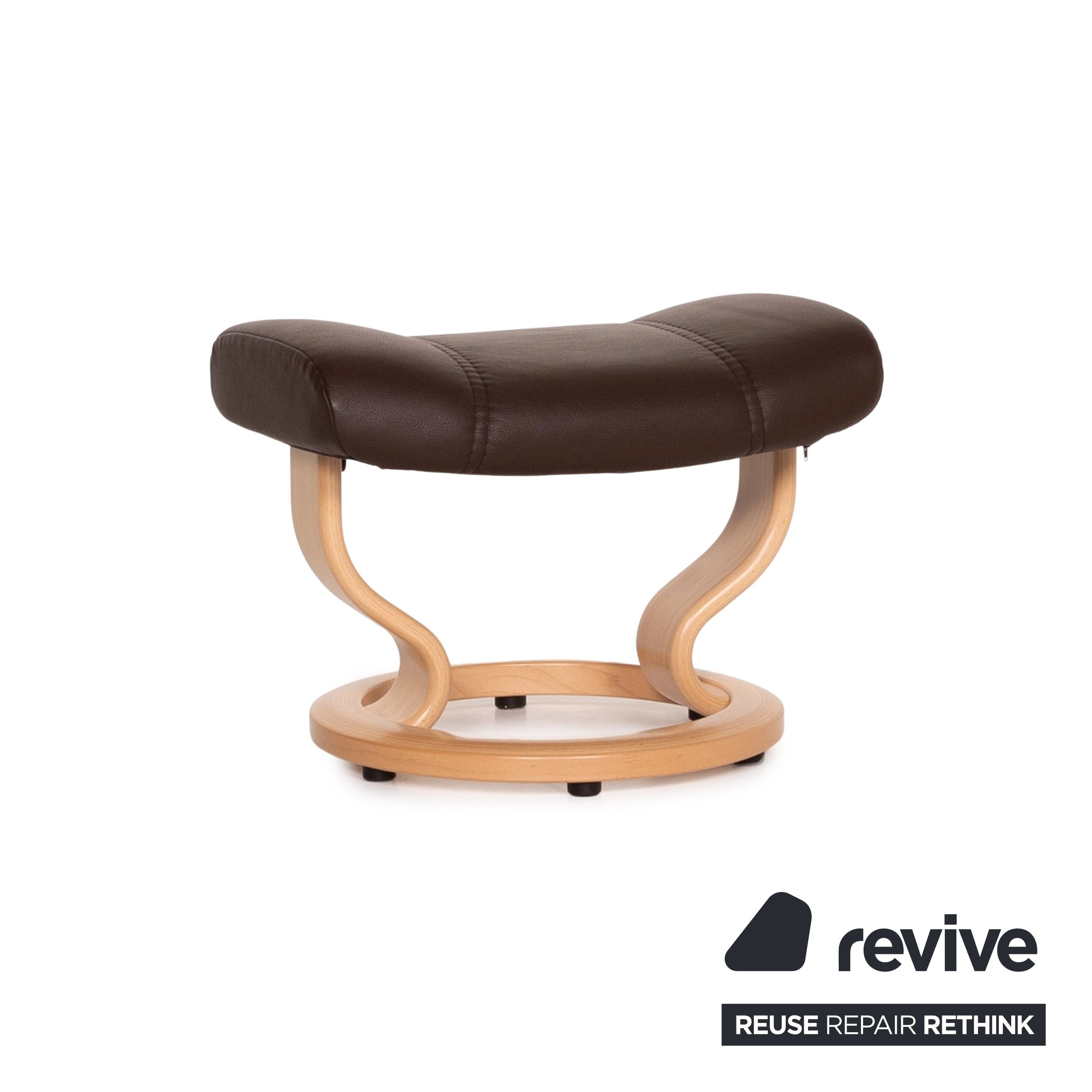 Fauteuil en cuir Stressless Consul marron taille M avec tabouret marron foncé Fonction de relaxation Fonction de relaxation