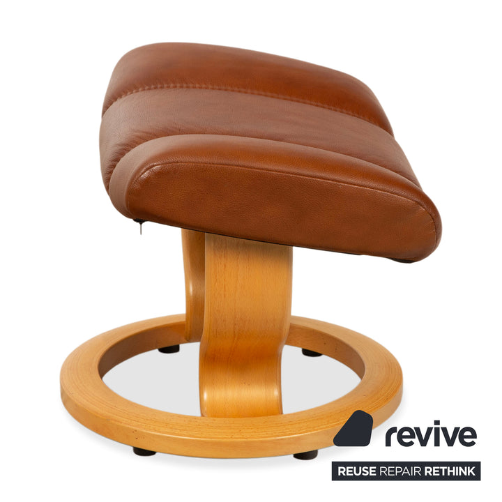 Stressless Consul Leder Sessel Braun Cognac  inkl. Hocker und manuelle Relaxfunktion