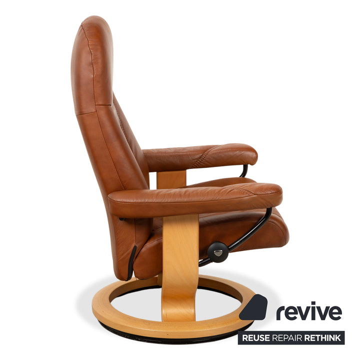 Stressless Consul Leder Sessel Braun Cognac  inkl. Hocker und manuelle Relaxfunktion