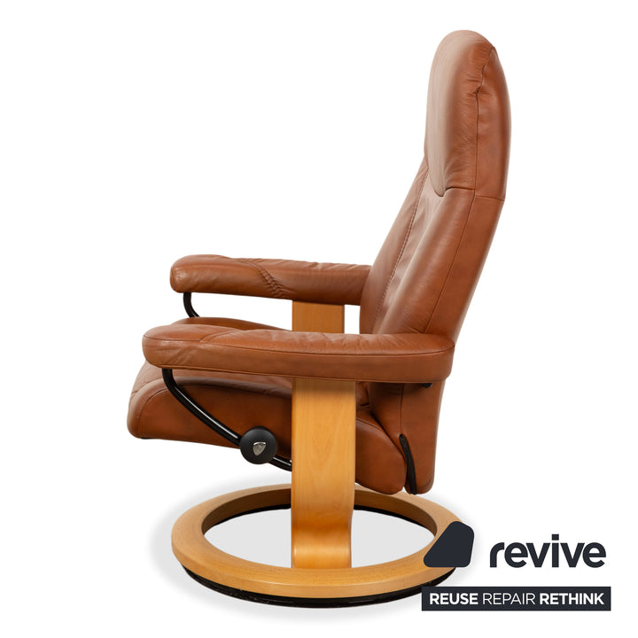 Stressless Consul Leder Sessel Braun Cognac  inkl. Hocker und manuelle Relaxfunktion