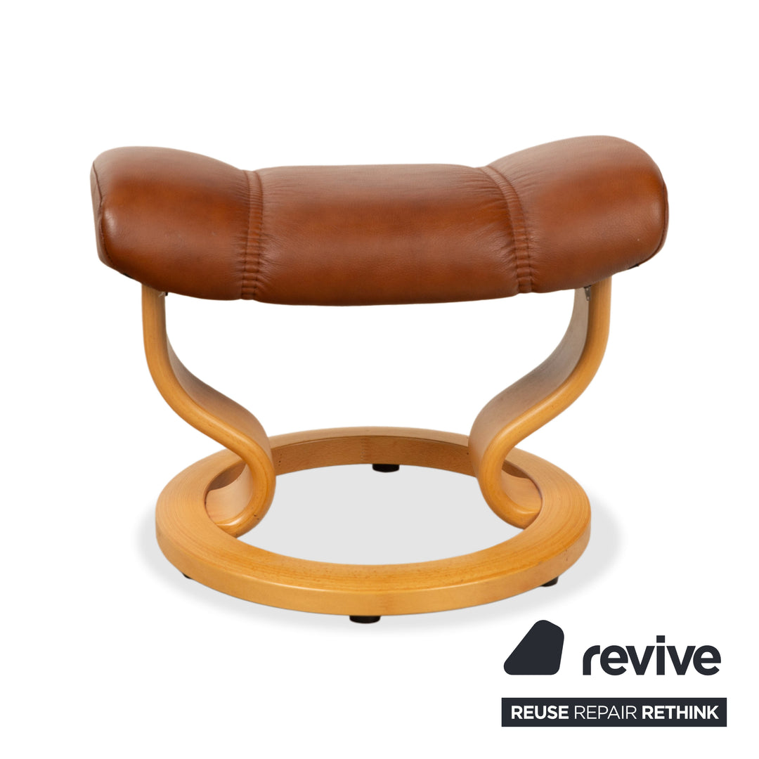 Stressless Consul Leder Sessel Braun Cognac  inkl. Hocker und manuelle Relaxfunktion