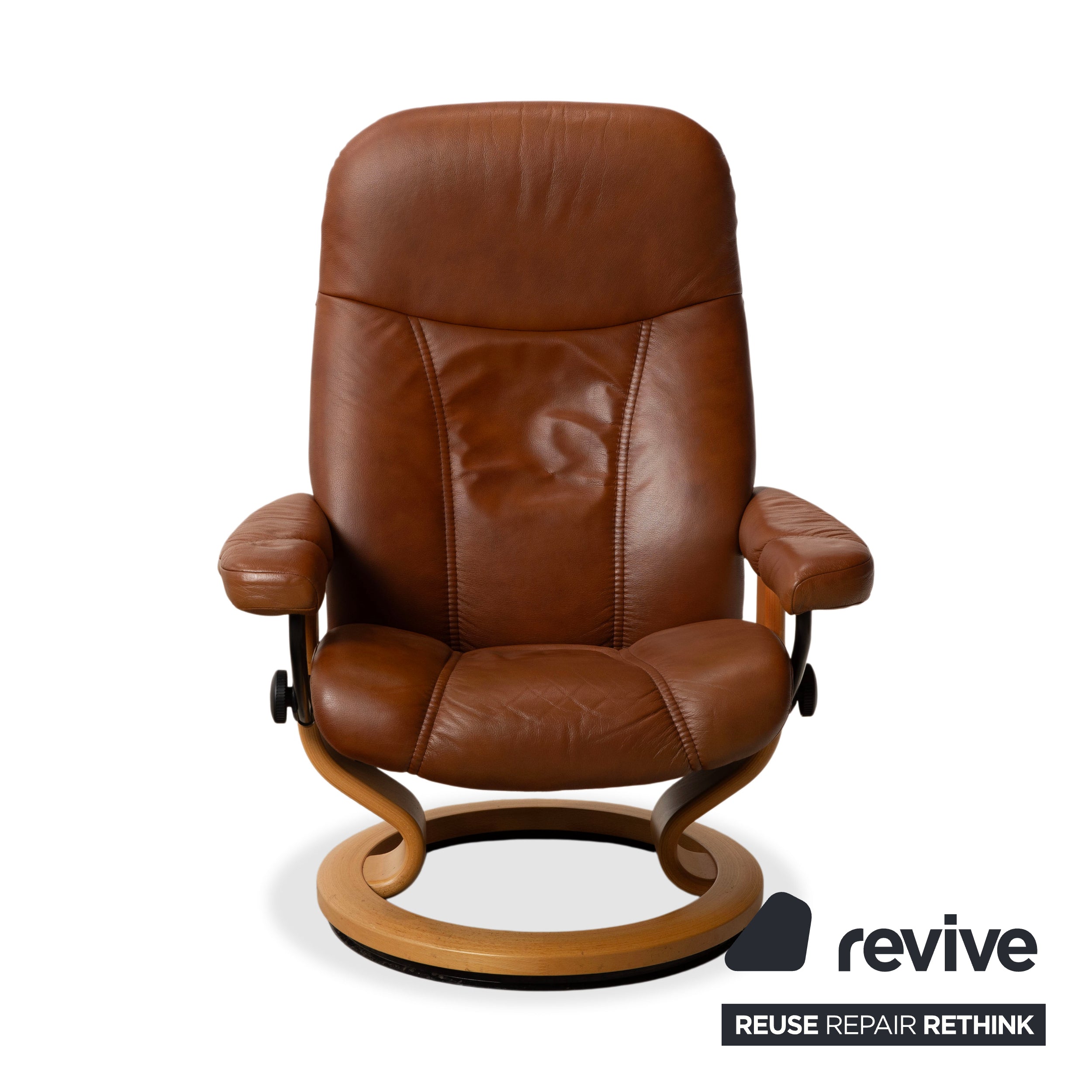 Stressless Consul Leder Sessel Braun Cognac  inkl. Hocker und manuelle Relaxfunktion