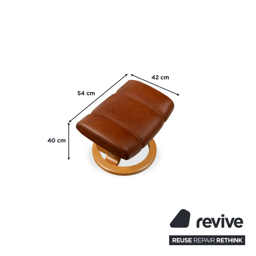 Stressless Consul Leder Sessel Braun Cognac  inkl. Hocker und manuelle Relaxfunktion