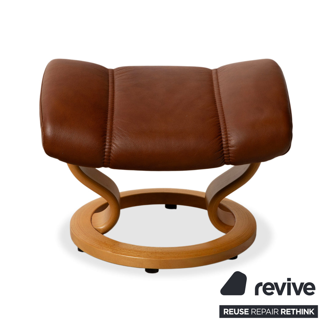 Stressless Consul Leder Sessel Braun Cognac  inkl. Hocker und manuelle Relaxfunktion