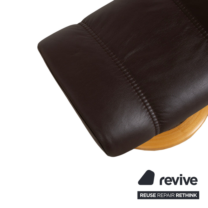 Stressless Consul Fauteuil cuir bois marron Moka avec repose-pieds fonction relax