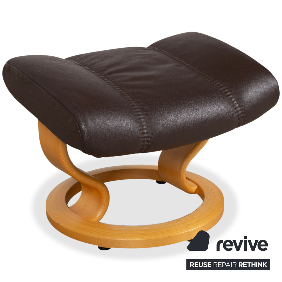 Stressless Consul Fauteuil cuir bois marron Moka avec repose-pieds fonction relax