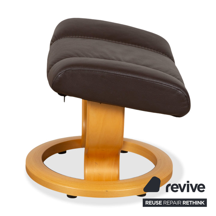 Stressless Consul Fauteuil cuir bois marron Moka avec repose-pieds fonction relax