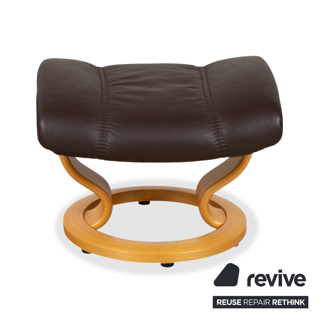 Stressless Consul Fauteuil cuir bois marron Moka avec repose-pieds fonction relax