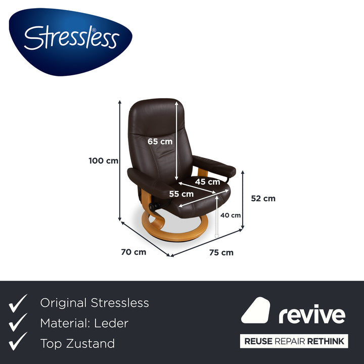 Stressless Consul Fauteuil cuir bois marron Moka avec repose-pieds fonction relax