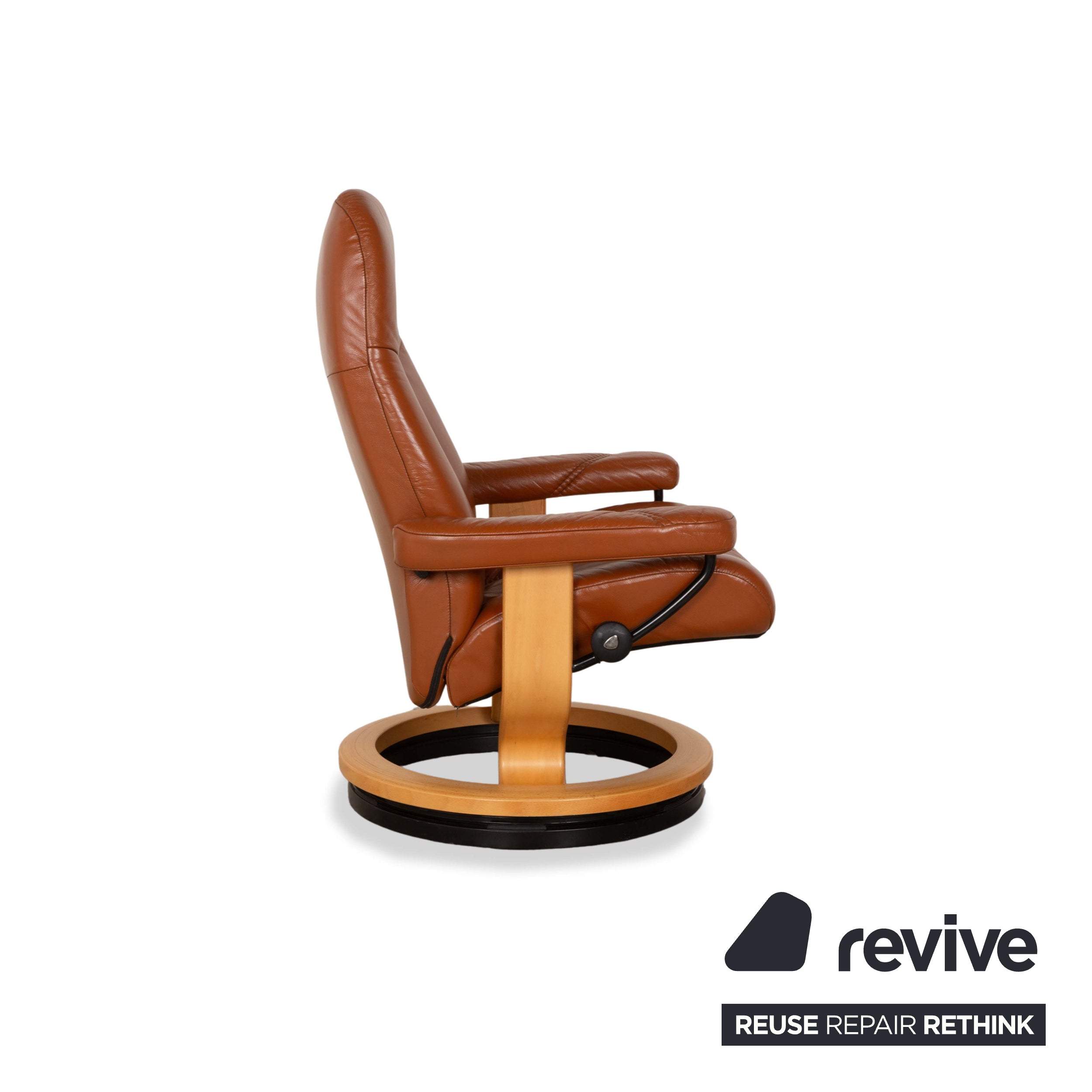 Fauteuil en cuir Stressless Consul marron avec tabouret fonction manuelle fonction relaxation