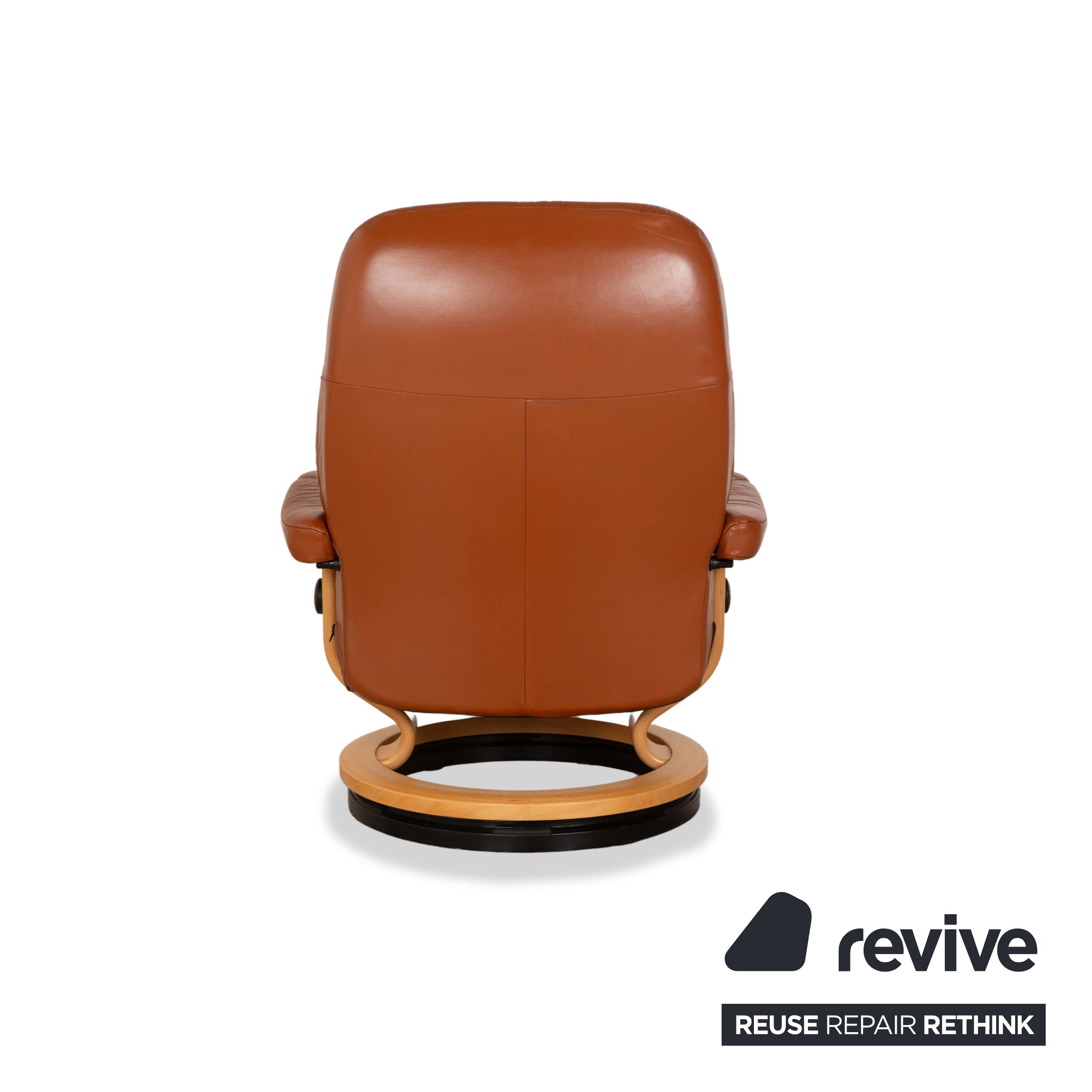 Fauteuil en cuir Stressless Consul marron avec tabouret fonction manuelle fonction relaxation