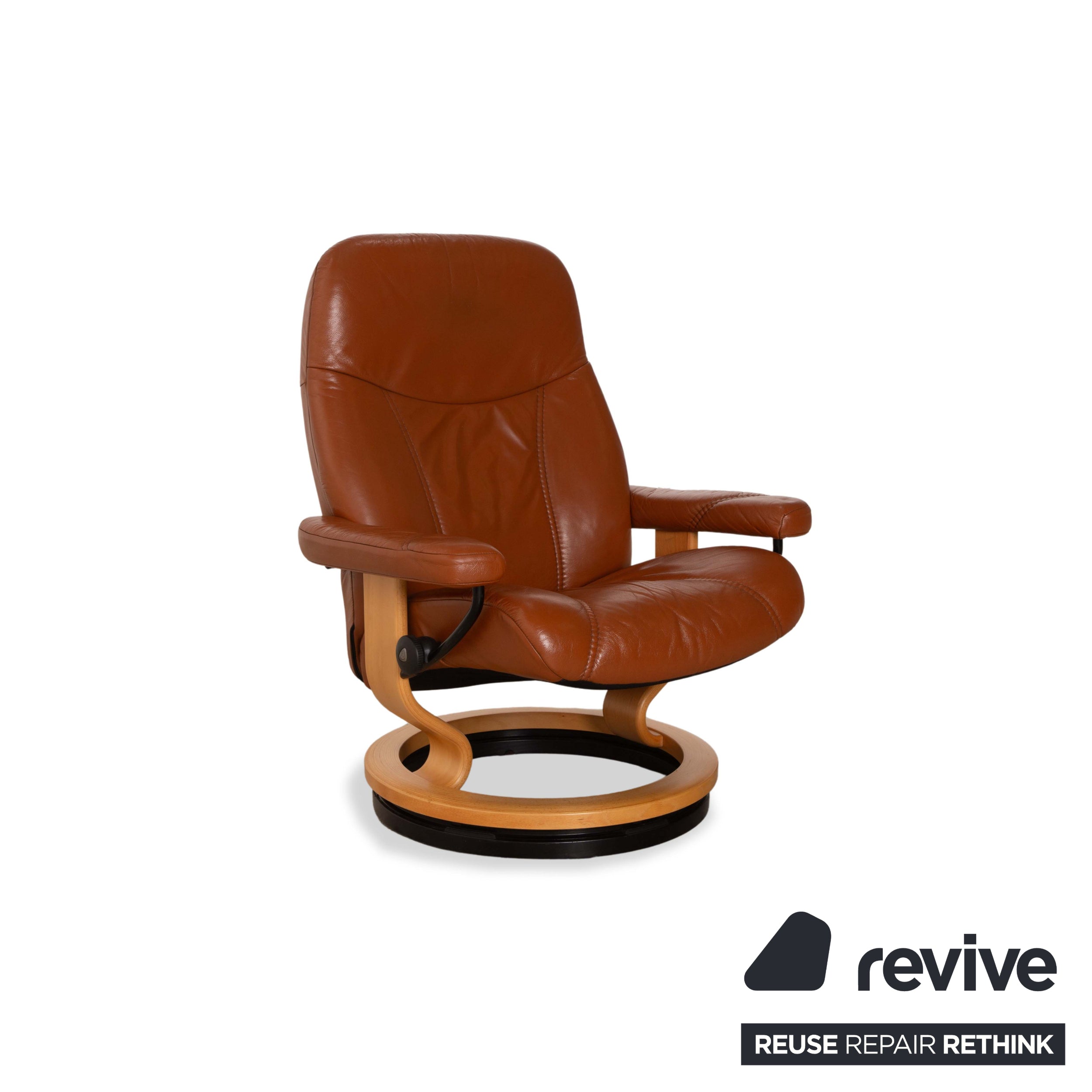 Fauteuil en cuir Stressless Consul marron avec tabouret fonction manuelle fonction relaxation