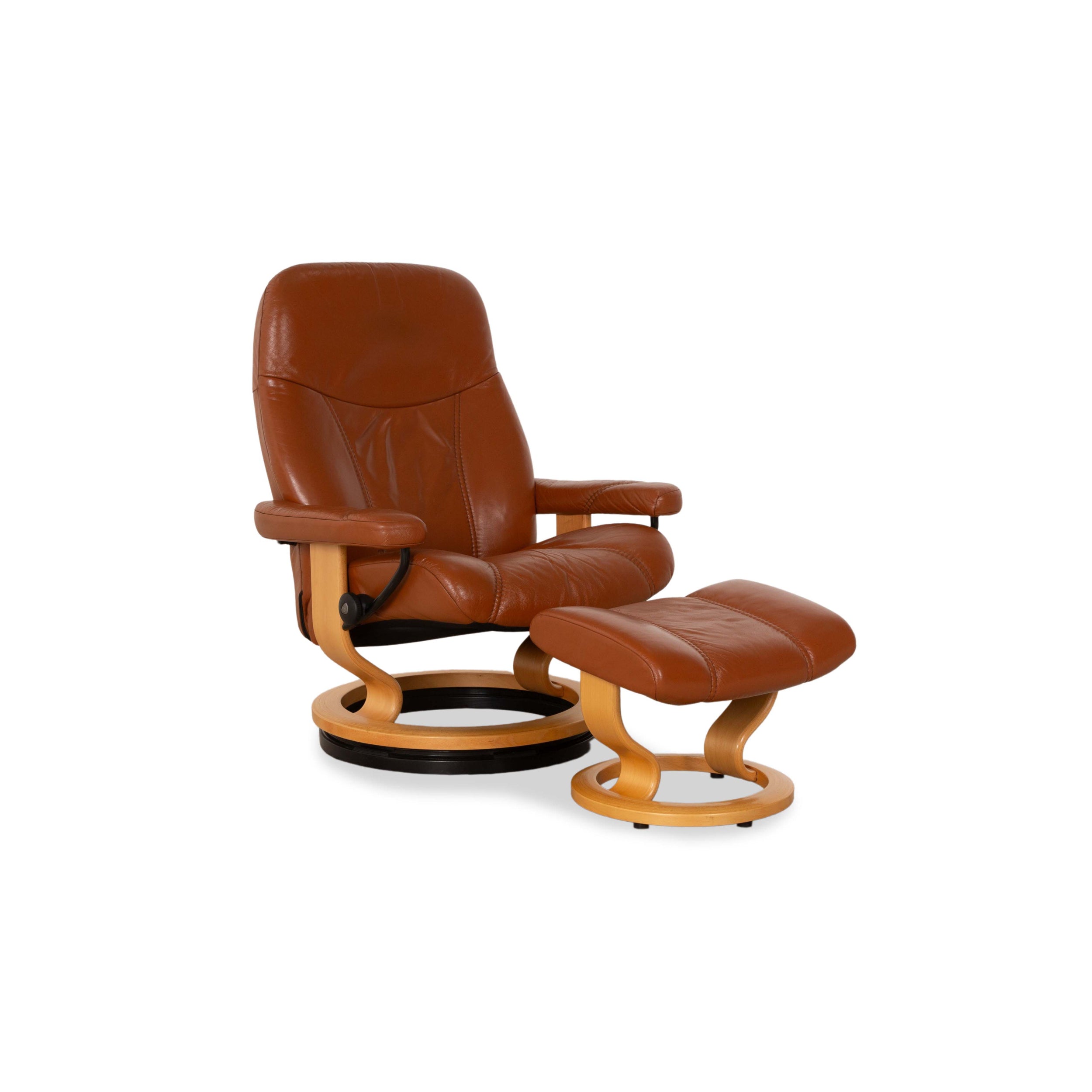 Fauteuil en cuir Stressless Consul marron avec tabouret fonction manuelle fonction relaxation