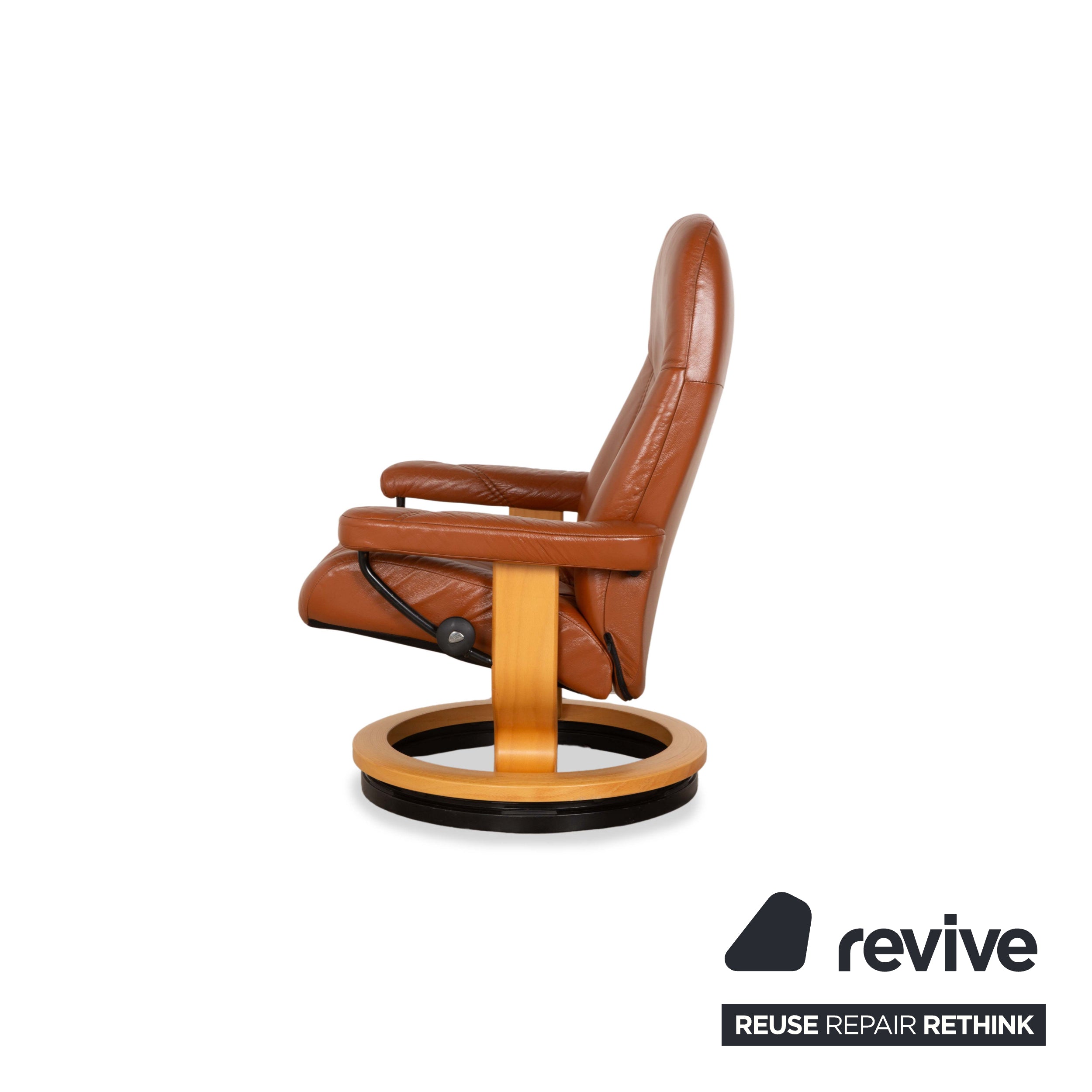 Fauteuil en cuir Stressless Consul marron avec tabouret fonction manuelle fonction relaxation