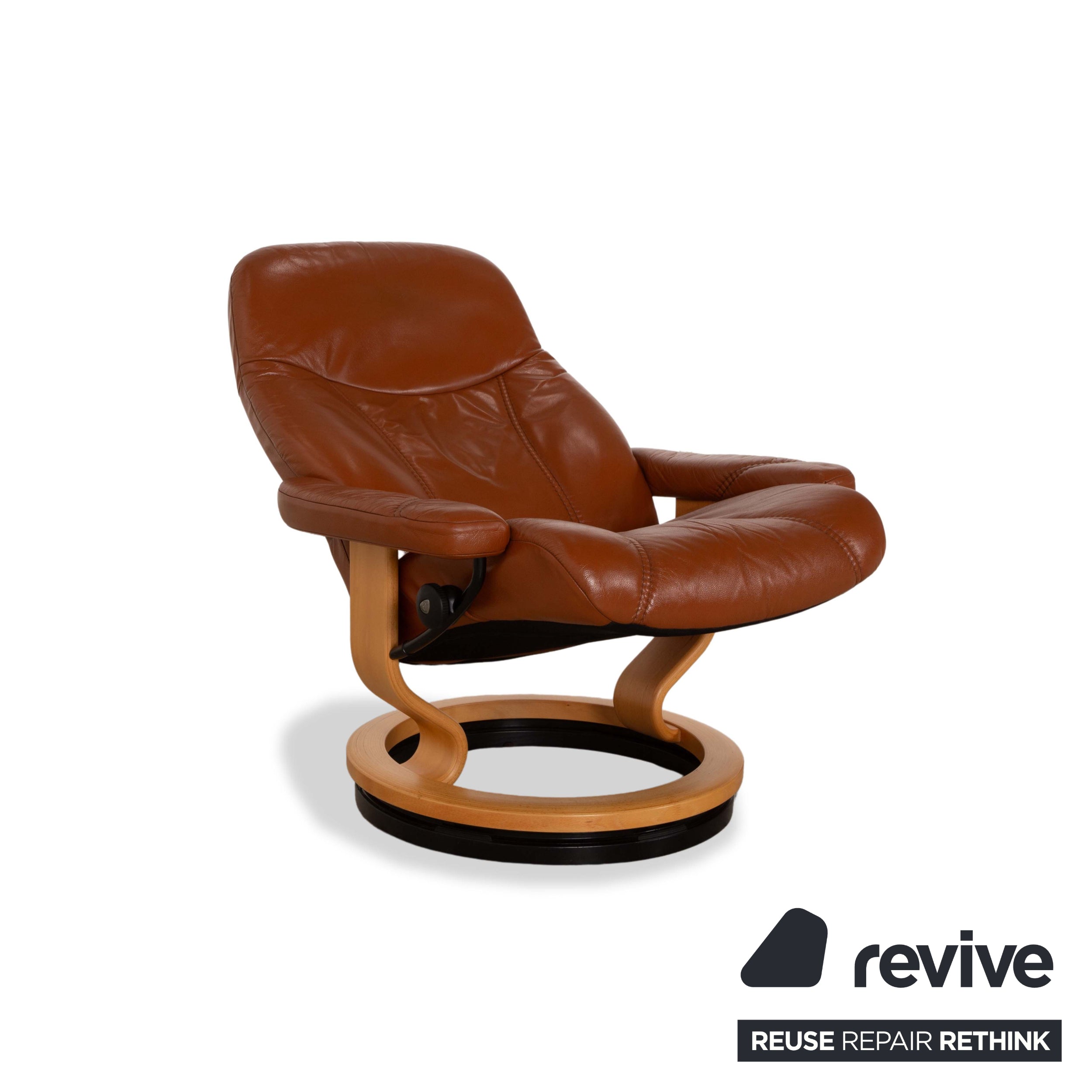 Fauteuil en cuir Stressless Consul marron avec tabouret fonction manuelle fonction relaxation