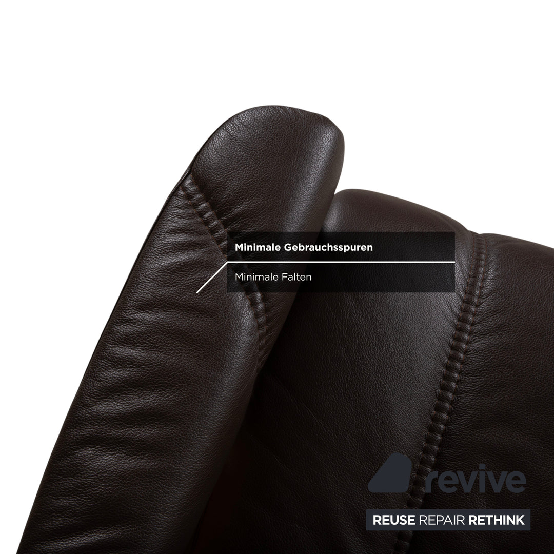 Stressless Consul Fauteuil cuir bois marron Moka avec repose-pieds fonction relax