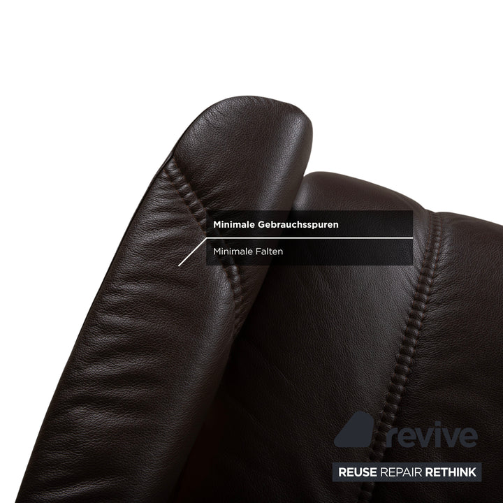 Stressless Consul Fauteuil cuir bois marron Moka avec repose-pieds fonction relax