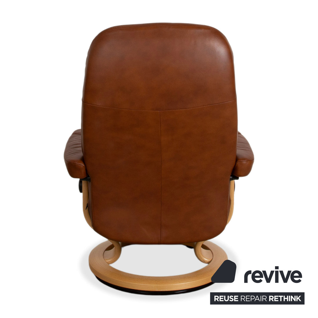 Stressless Consul Leather Armchair Brown Manual Function incl. Ottoman