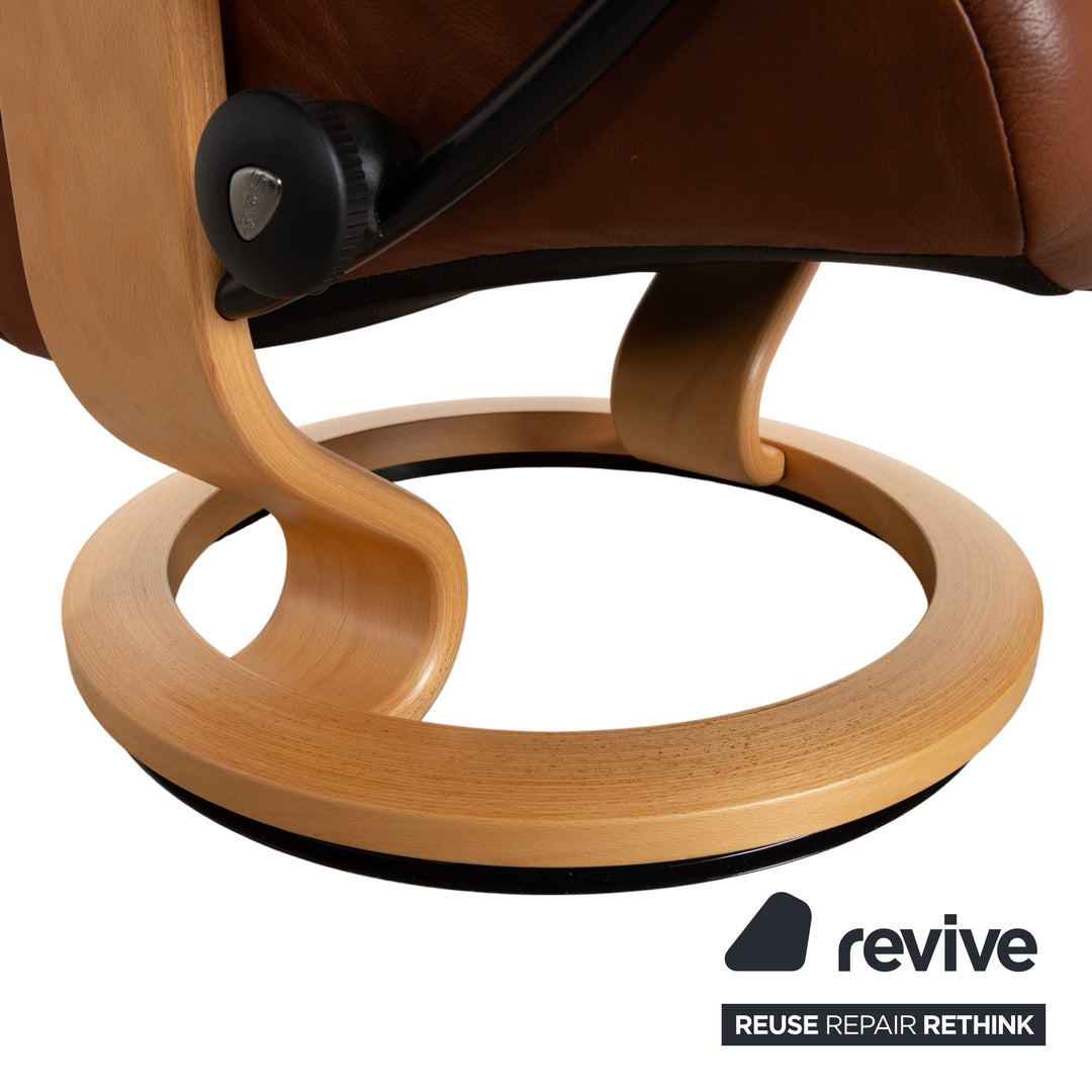 Stressless Consul Leather Armchair Brown Manual Function incl. Ottoman
