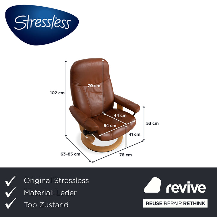 Stressless Consul Leather Armchair Brown Manual Function incl. Ottoman