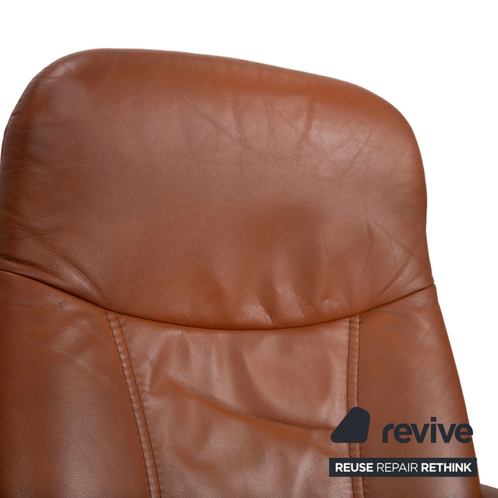 Stressless Consul Leather Armchair Brown Manual Function incl. Ottoman