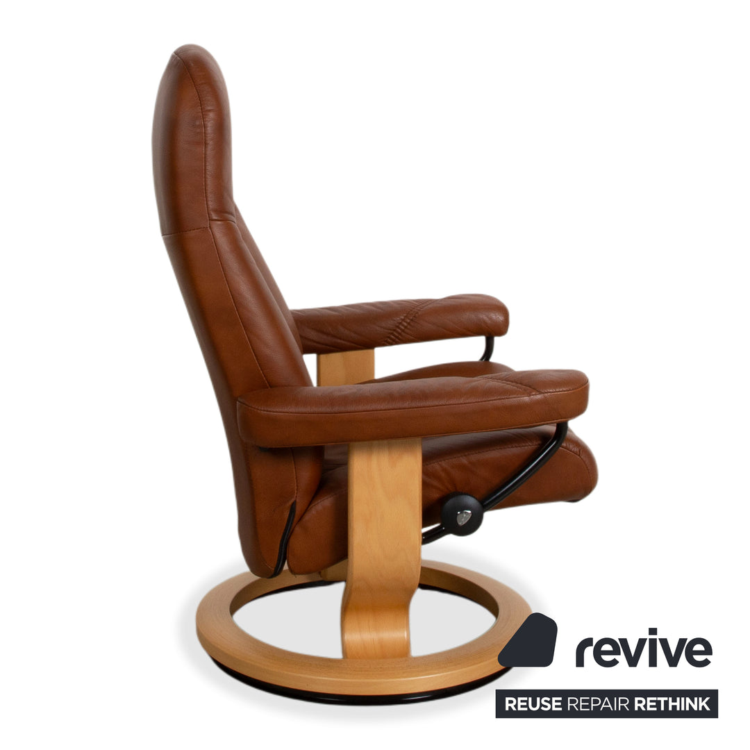Stressless Consul Leather Armchair Brown Manual Function incl. Ottoman